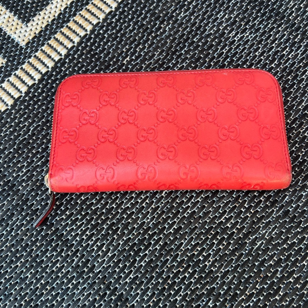 Gucci Red Embossed Leather Wallet